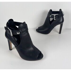 Michael Kors Black Leather Blaze Women's Open Toe Ankle Boots US 5